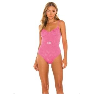 Solid & Striped Spencer Belt Zig Zag Pink One Piece Swimsuit Adjustable M